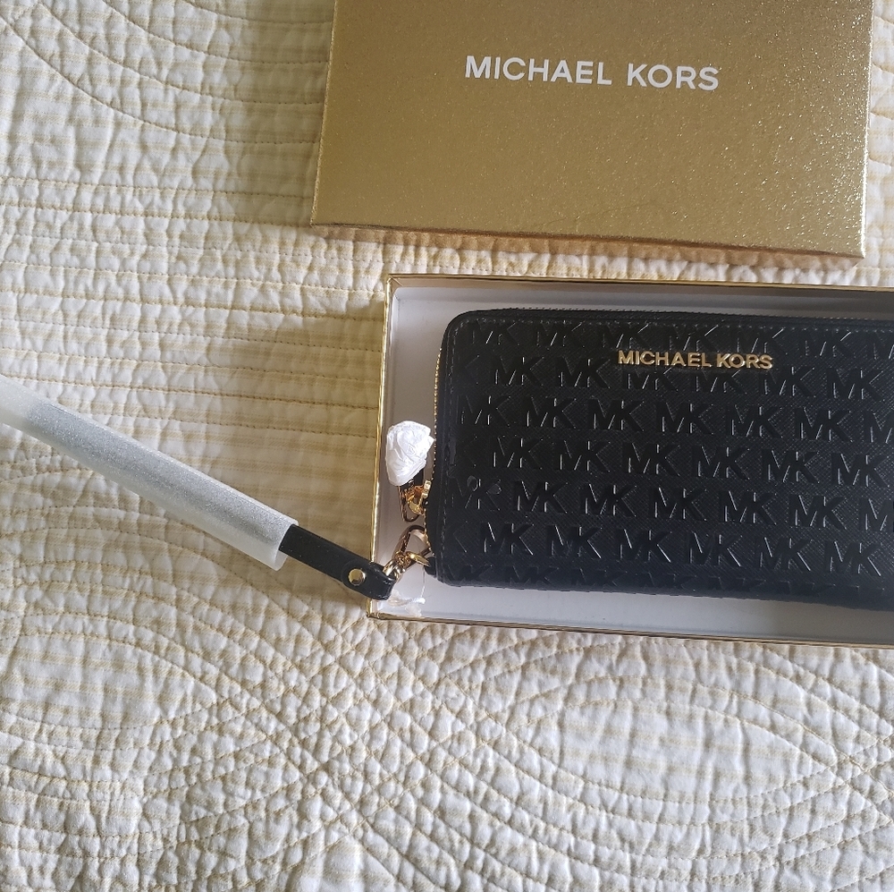 Michael Kors patient leather black wallet/wristlet